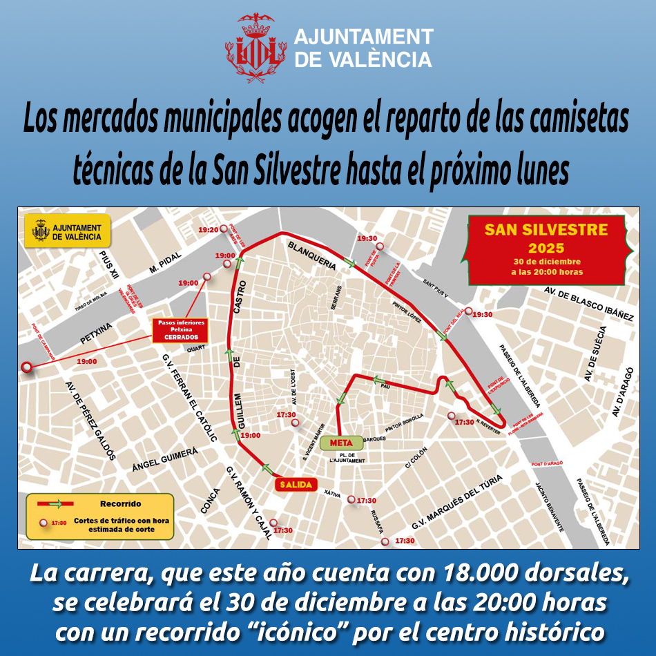 Los mercados municipales acogen el reparto de las camisetas técnicas de la San Silvestre hasta el próximo lunes  